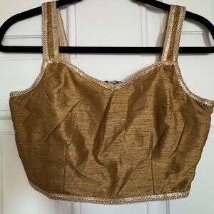 Gold sleveless top - perfect w/ Saree